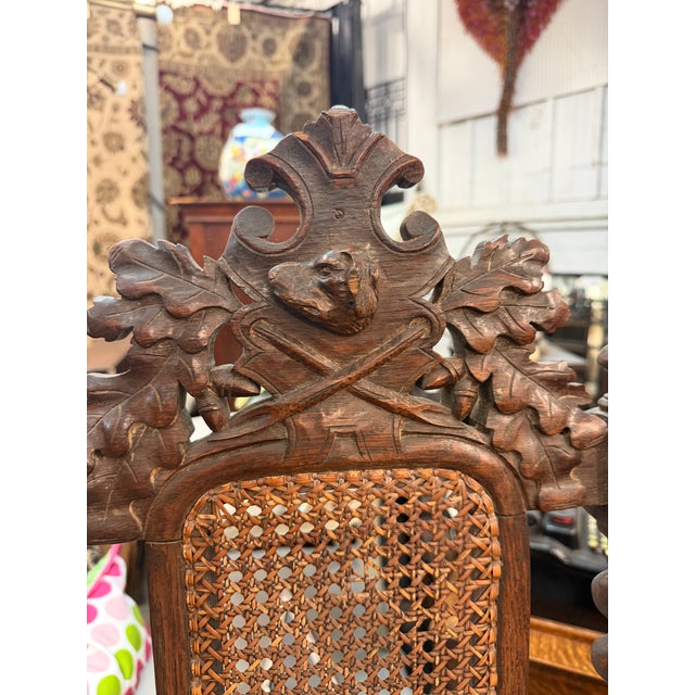 Set of 6 19th-Century French Renaissance Carved Walnut Hunting Chairs For Sale - Image 11 of 17