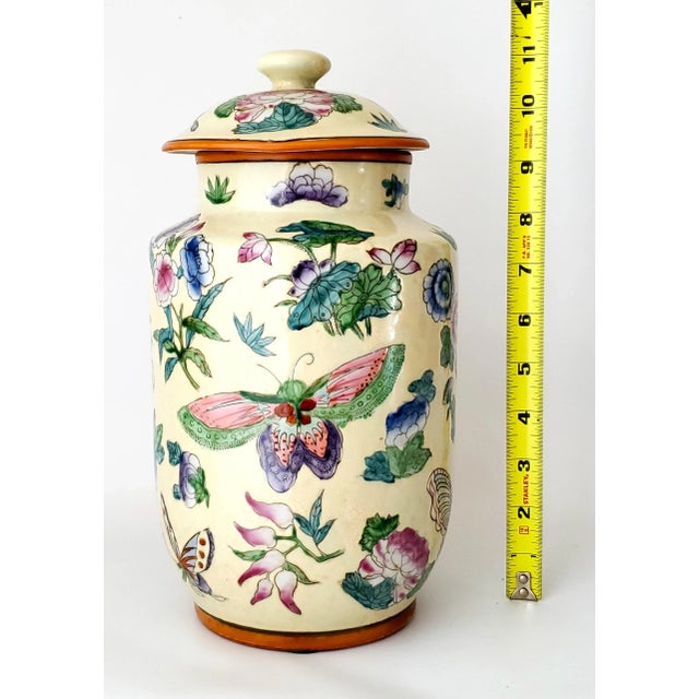 Chinese Large Ginger Jar With Butterflies For Sale - Image 3 of 12