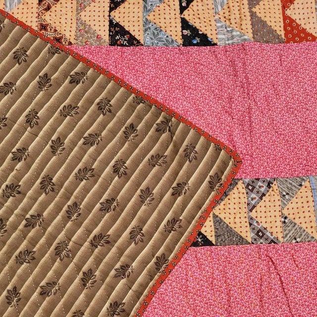 19th C Geese Chase in Bars Quilt. Dated 1877 For Sale In Los Angeles - Image 6 of 10