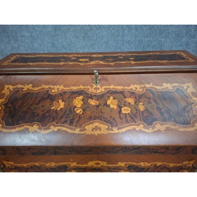 Antique Louis XV Venetian Marquetry Slant-Front Desk Secretary For Sale - Image 10 of 14