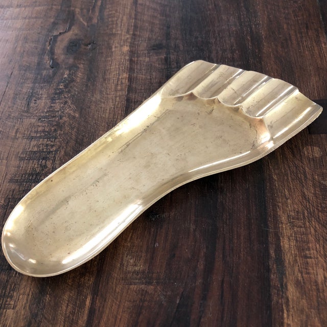 Vintage Contemporary Solid Brass Human Foot Tray Chairish
