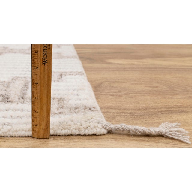 Ivory Ivory White Wool Boho Inspired Hand Made Rug 8x10 For Sale - Image 8 of 18