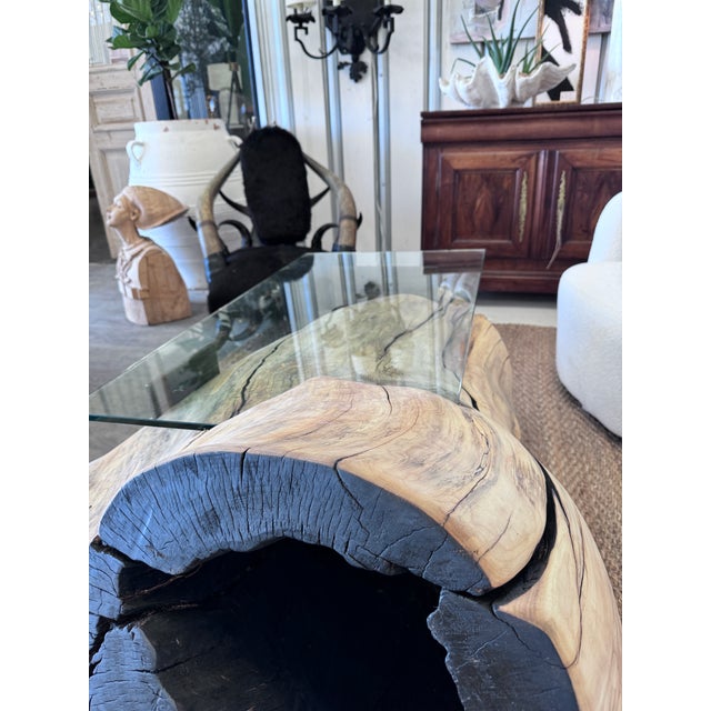 Reclaimed Silver Maple Hand Hewn Table With Sho Sugi Ban For Sale - Image 6 of 7