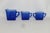 Mid-Century Modern Mid 20th Century Hazel Atlas Cobalt Blue Glass Chevron 3pc Set 2 Creamers and Sugar Bowl For Sale - Image 3 of 12