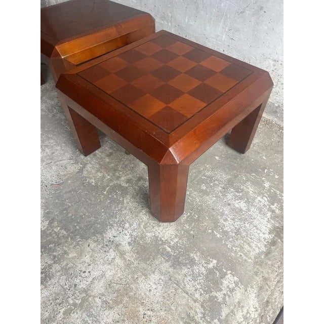 Checkered Parquet Side Tables 1970s, Set of x For Sale - Image 13 of 14