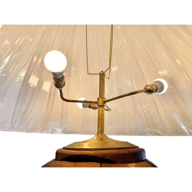 Late 20th Century Monumental Teak Root Floor Lamp With Burmese Silk Shade For Sale - Image 17 of 17