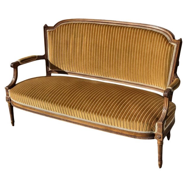 French Antique green Velvet Canapé - Sofa - Claude Sené Style from the late 19th Century Artful Cabinetmaker's Work -...