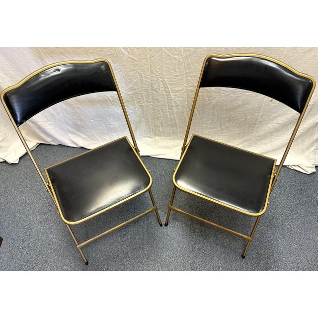 Gold 1960's Mid Century Modern A. Fritz & Co Folding Game Chairs- A Pair For Sale - Image 8 of 18