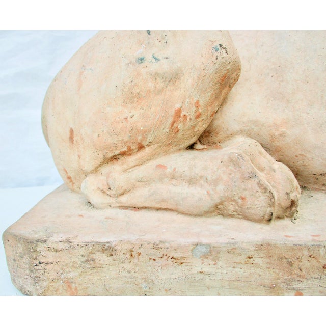 Tan Vintage Brick Sphinx Garden Statue For Sale - Image 8 of 16