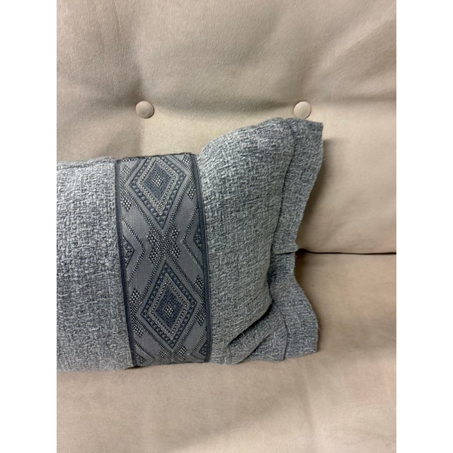 Textured Gray Bolster Pillow For Sale - Image 9 of 12