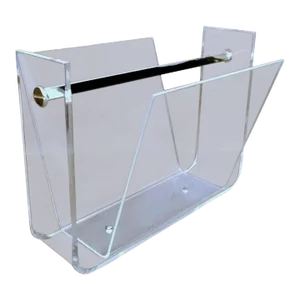 1970s Space Age Style Italian Clear Plexiglass Magazine Rack
