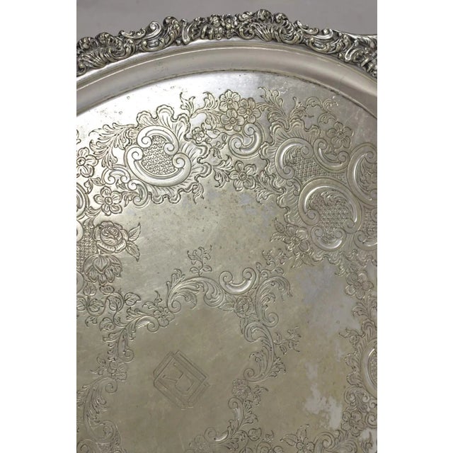 Silver Antique English Victorian Silver Plated Oval Serving Platter Tray "Rdd" Monogram For Sale - Image 8 of 11