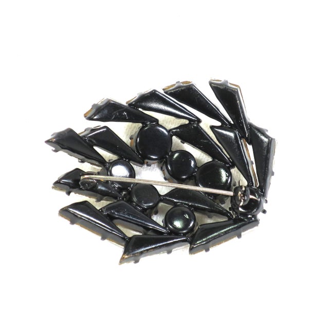 Vintage Crystal Triangles "Black Diamonds" Brooch 1950s For Sale - Image 9 of 10