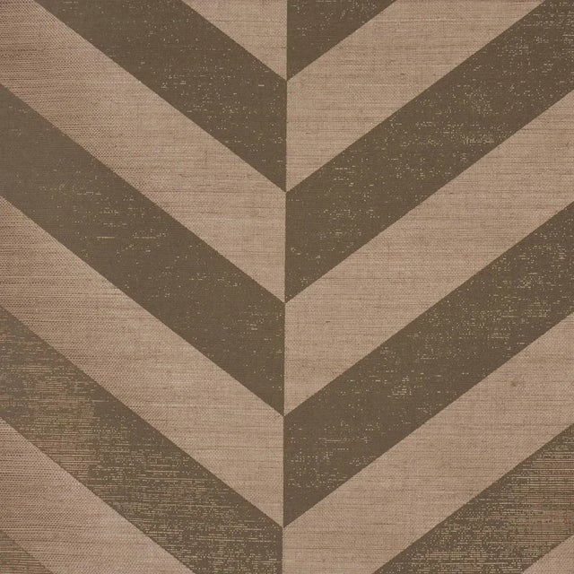 Contemporary SAMPLE - Schumacher Staggered Chevron Sisal Wallpaper In Brown For Sale - Image 3 of 4