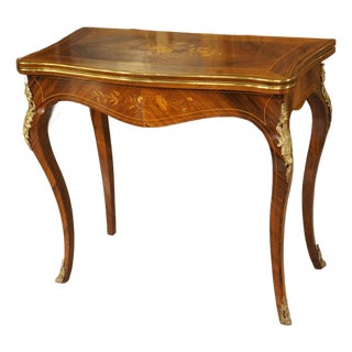 19th Century French Louis XV Style Rosewood Marquetry Console and Game Table For Sale