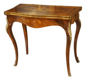 19th Century French Louis XV Style Rosewood Marquetry Console and Game Table