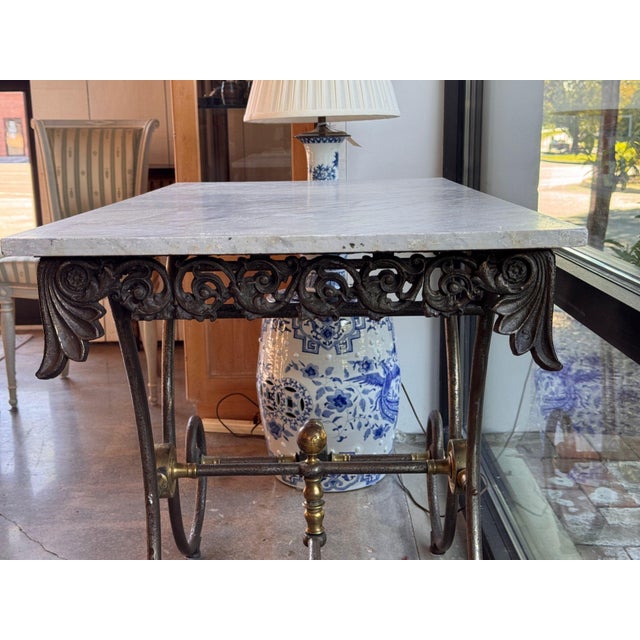 19th Century French Pastry Table With Pierced Foliate Apron and Scrolled Base For Sale - Image 9 of 9