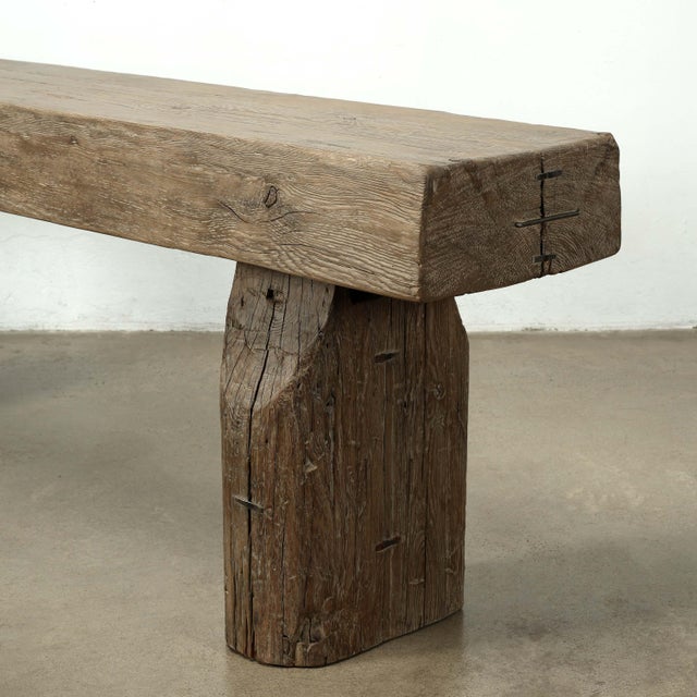 Wood Vintage Console Table - Heritage Timber Beam - Natural Wood For Sale - Image 7 of 10