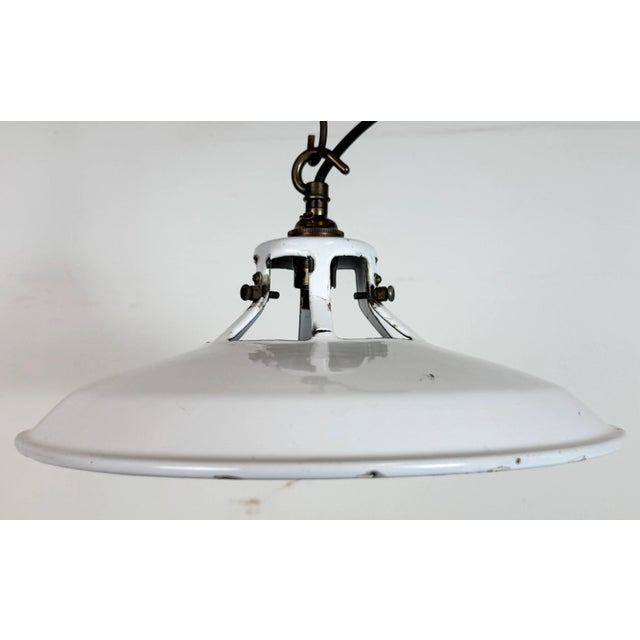 1960s Industrial White Enamel Factory Pendant Lamp, 1960s For Sale - Image 5 of 17