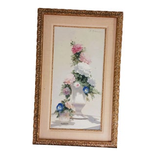 Late 20th Century Andre Gisson Listed Vintage Floral Oil Painting Impressionist Peonies For Sale