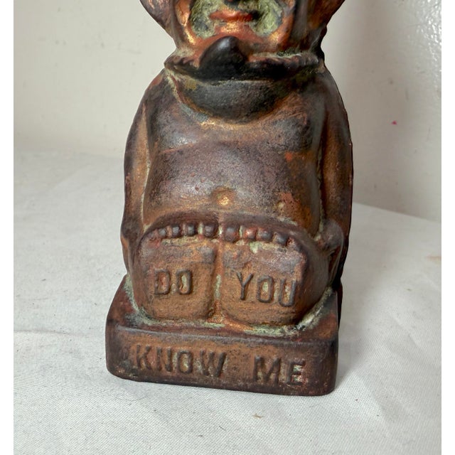 1920s Antique Original Early 1900's Rumpelstiltskin Cast Iron Antique Still Coin Bank For Sale - Image 5 of 12