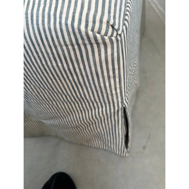 2010s Custom Upholstered Waterfall Ottoman in Rose Tarlow “Gigi” Stripe For Sale - Image 5 of 7