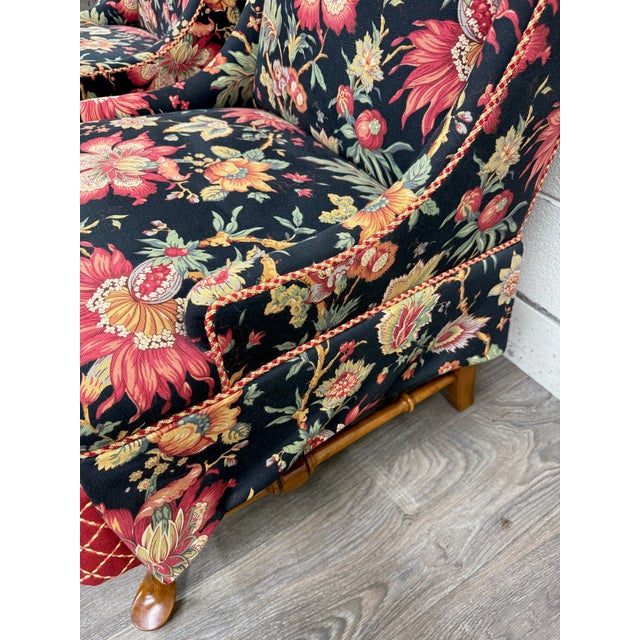 Vintage Queen Anne Style Wingback Lounge Chairs - Pair For Sale - Image 11 of 17