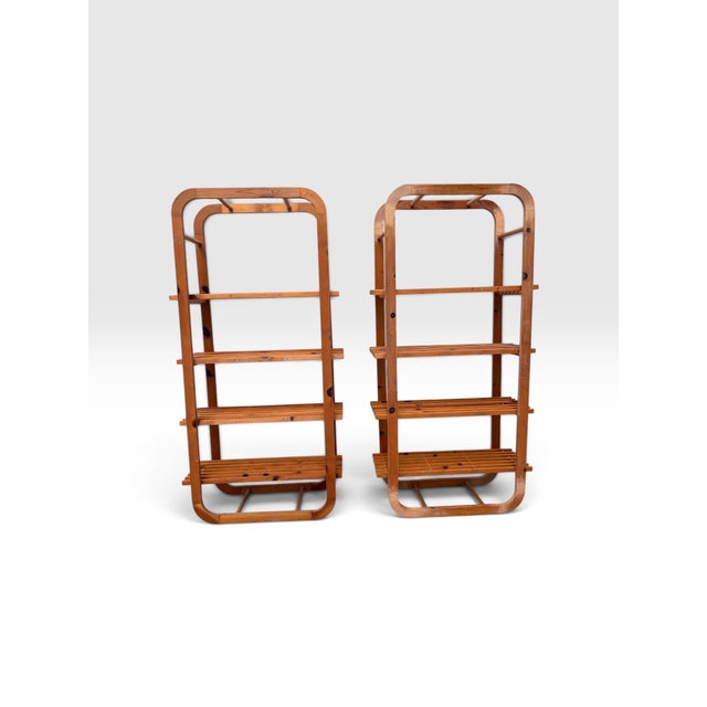 Vintage 1970s Bentwood Bamboo Slatted Étagères – Pair For Sale In West Palm - Image 6 of 8