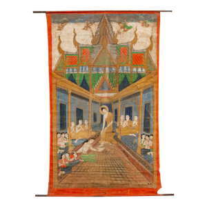 Monumental Antique Thai Temple Scroll