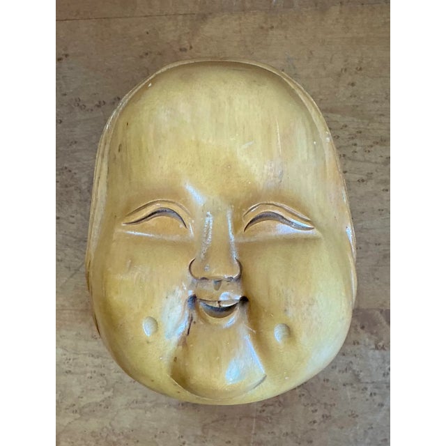 Wood Vintage Carved Wood Smiling Face Box For Sale - Image 7 of 12