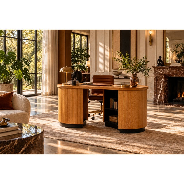 Art Deco Oak Desk, 1950s For Sale - Image 10 of 13