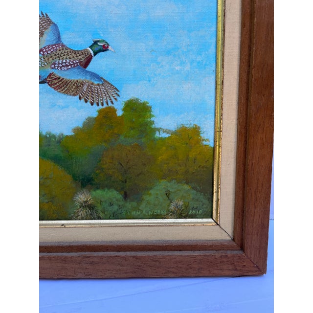 Vintage Original Flying Pheasant Painting For Sale - Image 4 of 7
