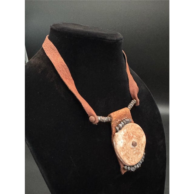 Tribal 1970s Himba Tribe Necklace, Leather, Shell, Iron For Sale - Image 3 of 15