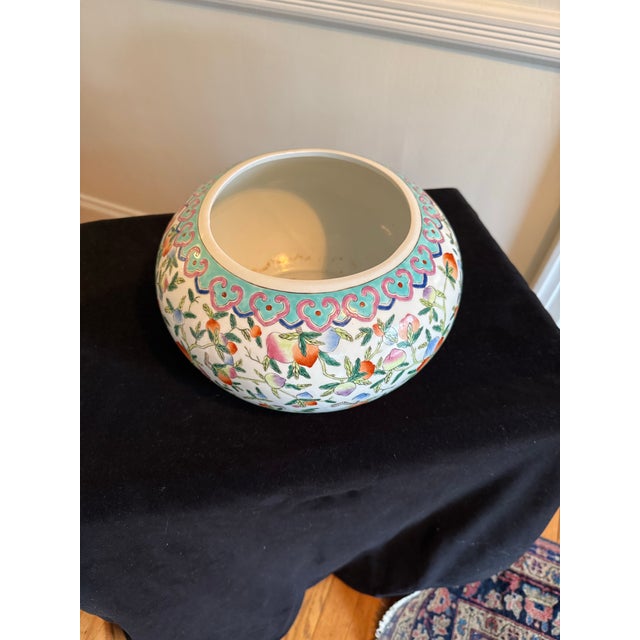 Antique Chinese Famille Rose Peaches Cachepot For Sale - Image 4 of 6