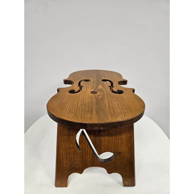 Mid 20th Century Wooden Violin Musical Note Footstool Plantstand For Sale - Image 5 of 15