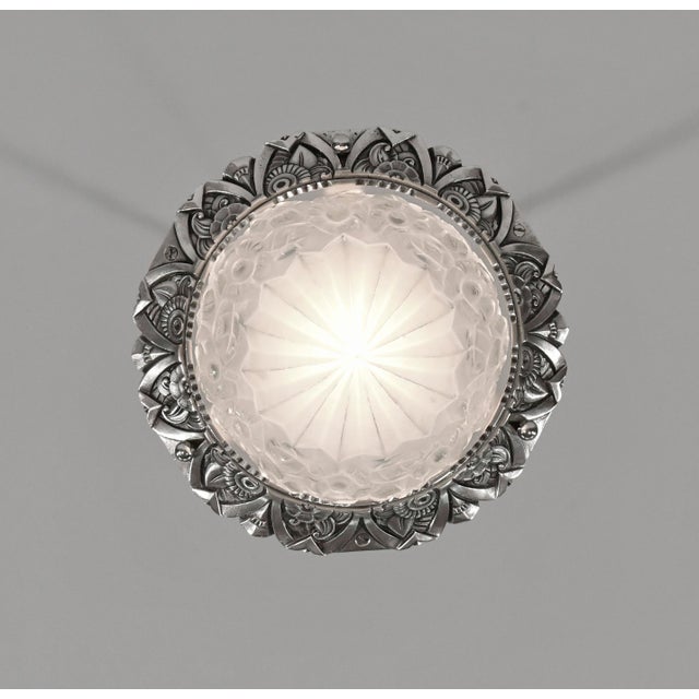 Metal 1930s French Art Deco Flush Mount by Degue France - 2 Available For Sale - Image 7 of 13