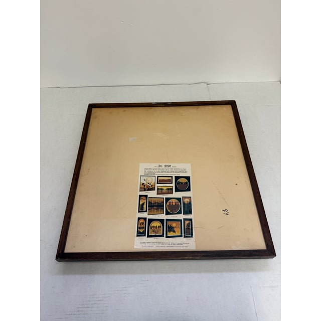 Vintage Mid Century Modern Framed Print, Sunset Gradient With Textured Wheat Silhouettes, Signed Art by Thrasher For Sale - Image 11 of 12