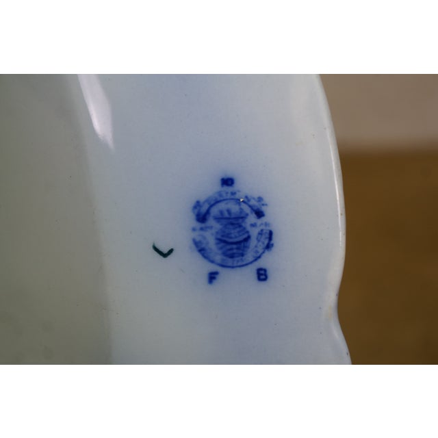 Ceramic Antique w.h. Grindley Flow Blue Oval Porcelain Platter Tray Centerpiece England For Sale - Image 7 of 12