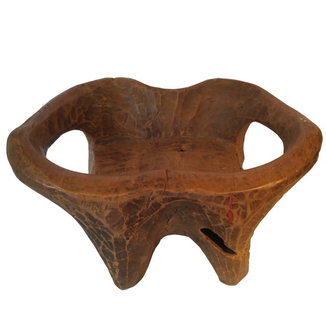 Hand-Carved Teak Stool, Low Table or Stand with Curved Arms For Sale - Image 11 of 11