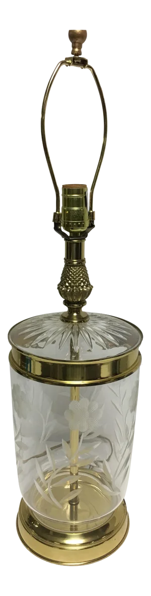Vintage Crystal & Brass Table Lamp