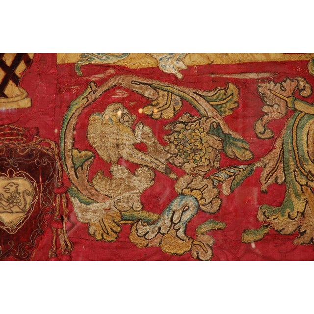 17th Century Italian Silk Textile Wall Hanging in Baroque Style For Sale - Image 4 of 10