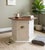 A distinctive vintage Mersman hexagonal end table beautifully refreshed with a soft cream finish and warm natural wood...
