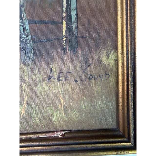 1970s Vintage Lee. Sound Impressionist Landscape Oil Painting on Canvas – Framed For Sale - Image 12 of 16