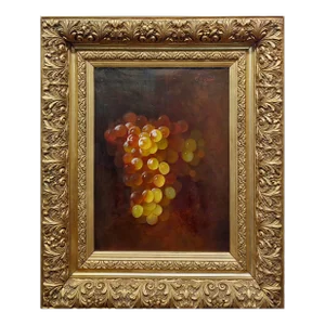 Carducius Ream -Realistic Still Life With Grapes -19th Century Oil Painting