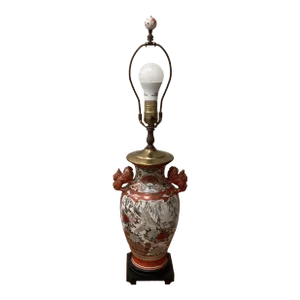 Antique Japanese Porcelain Hand Painted Kutani Vase Lamp