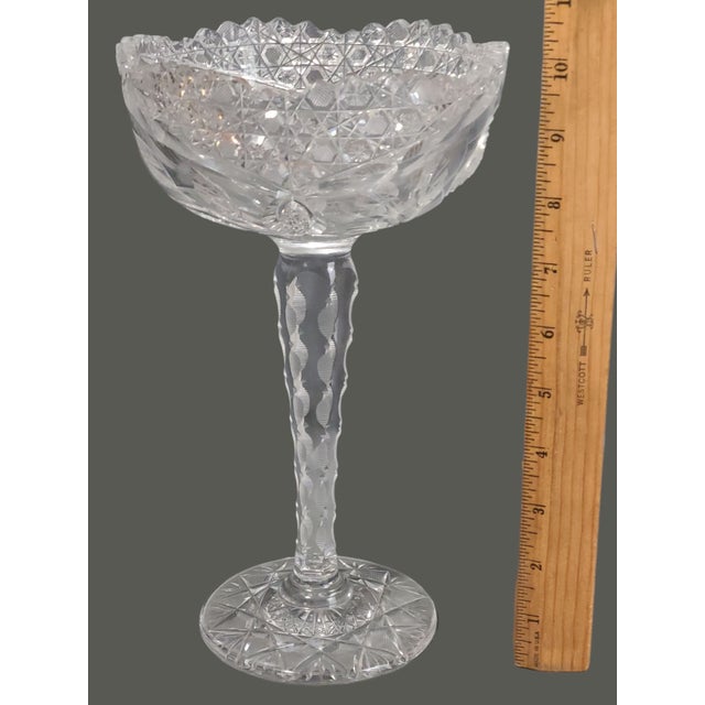 Vintage American Brilliant Cut Crystal Roses Floral Compote Candy Dish Bowl For Sale - Image 6 of 12