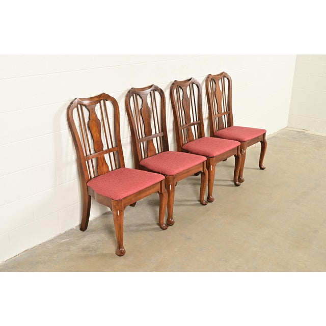Baker Furniture Company Baker Furniture Style Queen Anne Solid Walnut Dining Chairs, Set of Four For Sale - Image 4 of 13
