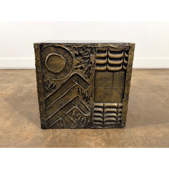 Adrian Pearsall Brutalist Cube Side Table, Resin & Wood, 1970s Design For Sale - Image 9 of 9
