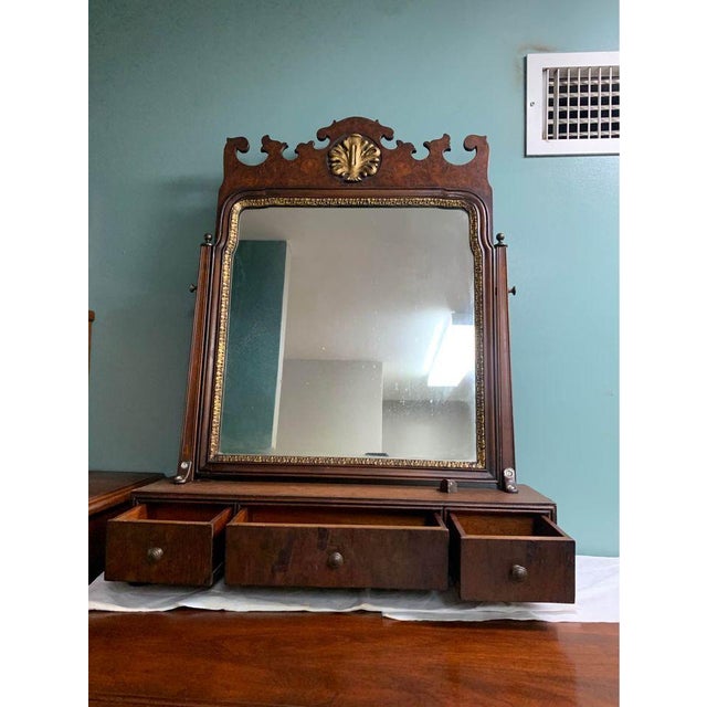 Brown Antique Georgian Style Mahogany Dressing Table With Mirror For Sale - Image 8 of 11