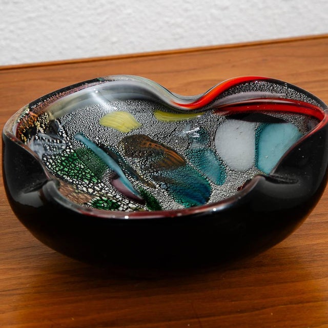 Mid-Century Modern Mid Century Modern Smoking Ashtray Art Glass Multicolored Glaze Vintage Catch All For Sale - Image 3 of 12